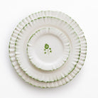 Ruffled Green Hand Painted Floral Ceramic Dinner Plate