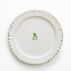 Ruffled Green Hand Painted Floral Ceramic Dinner Plate