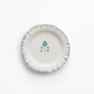 Ruffled Teal Hand Painted Floral Ceramic Appetizer Plate