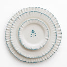 Ruffled Teal Hand Painted Floral Ceramic Appetizer Plate