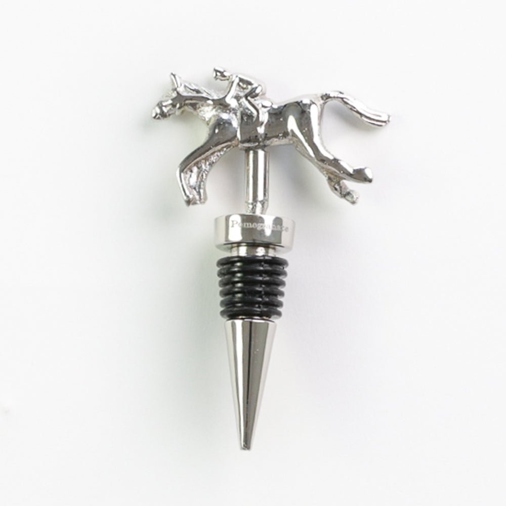 Silver Horse & Jockey Equestrian Wine Bottle Stopper