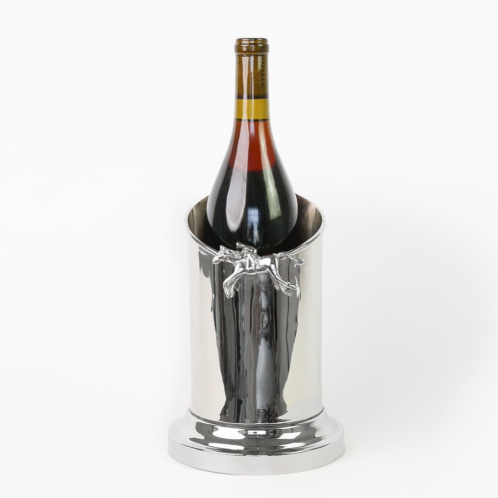 Silver Horse & Jockey Equestrian Wine Cooler