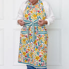 Teal Garden Colorful Hand Block Printed Floral Apron