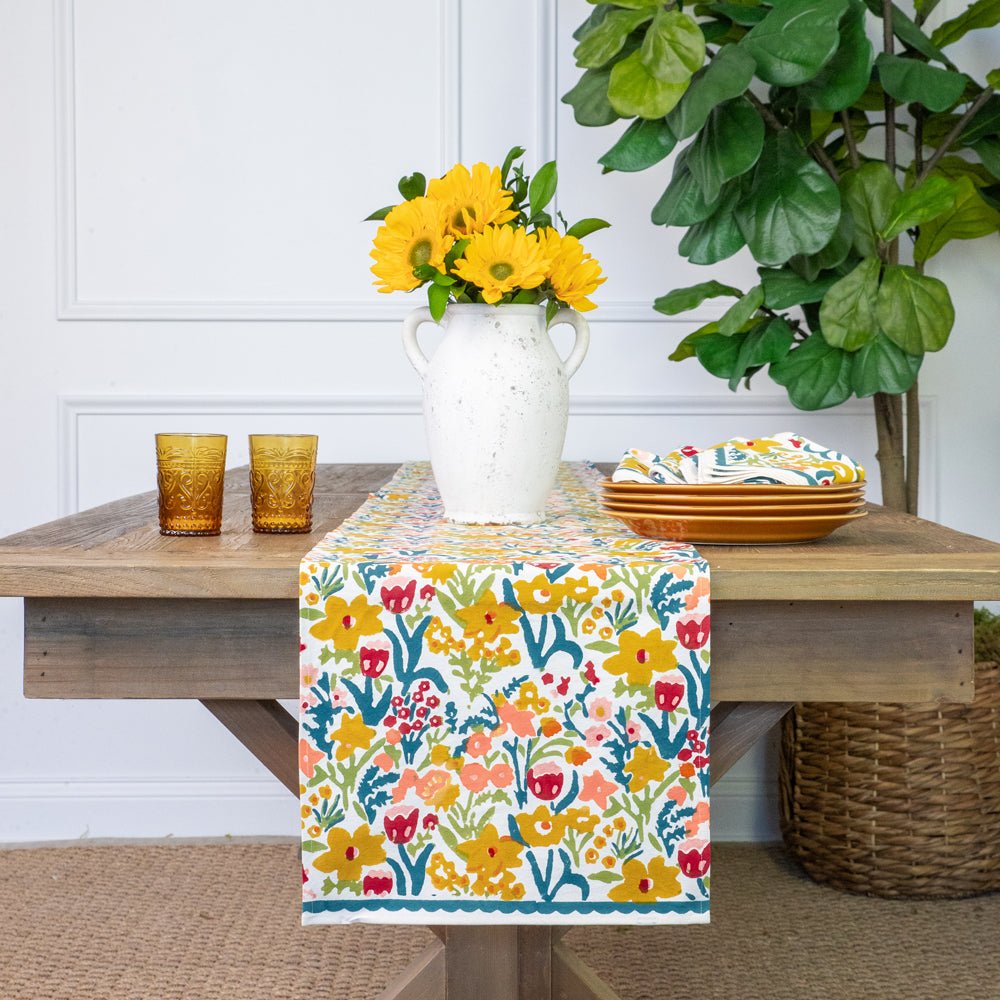 Teal Garden Table Runner – Pomegranate