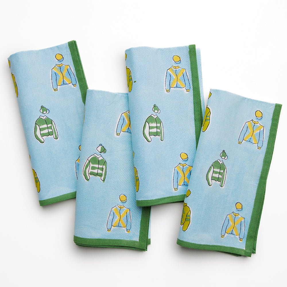 Equestrian Vintage Jockey Silks Hand Block Printed Cotton Napkins