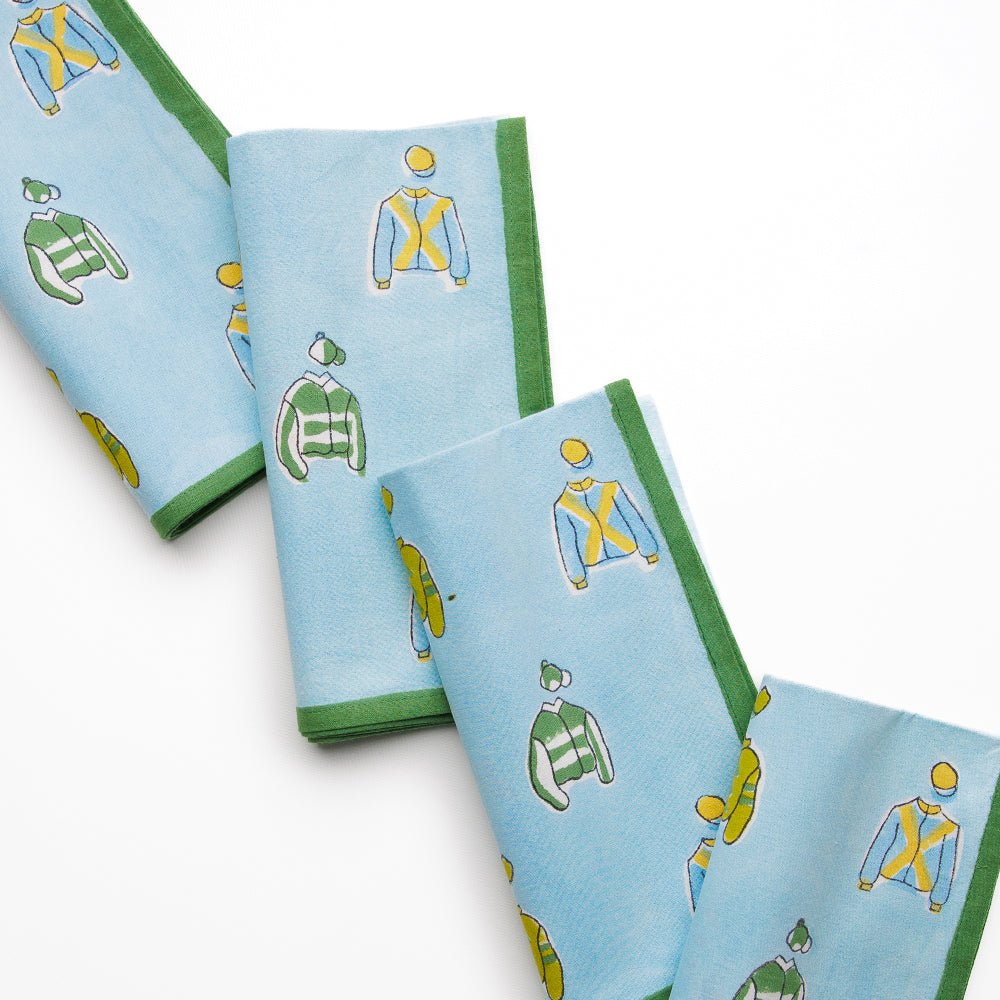 Equestrian Vintage Jockey Silks Hand Block Printed Cotton Napkins