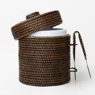 Woven ice bucket with a white interior on a white background