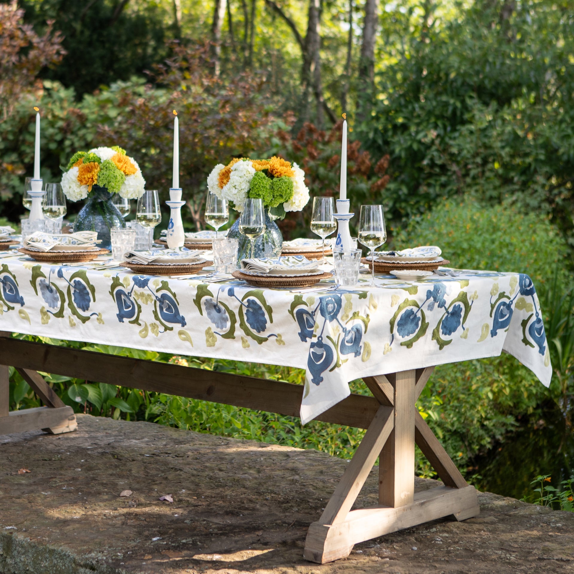 Embroidered Fenimore Trellis Tablecloth