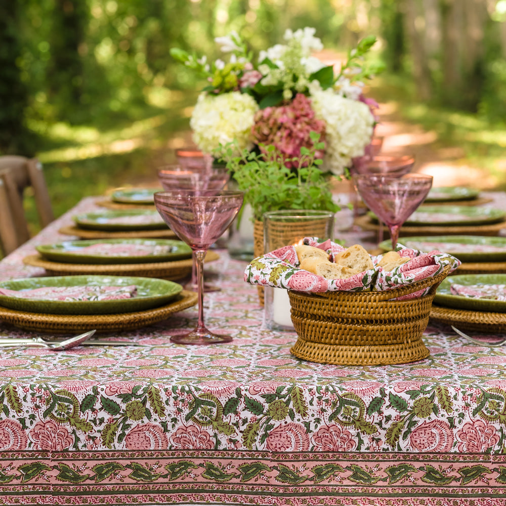 Bohemian Floral Moss & Mauve Tablecloth 90 Round in.