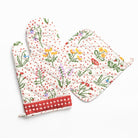 Botanical Garden Gingham Oven Mitt Set - Pomegranate