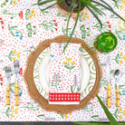Botanical Garden Gingham Tablecloth - Pomegranate