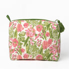 Bouquet Pink & Green Large Cosmetic Bag - Pomegranate