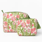 Bouquet Pink & Green Large Cosmetic Bag - Pomegranate