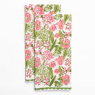 Bouquet Pink & Green Tea Towels - Pomegranate