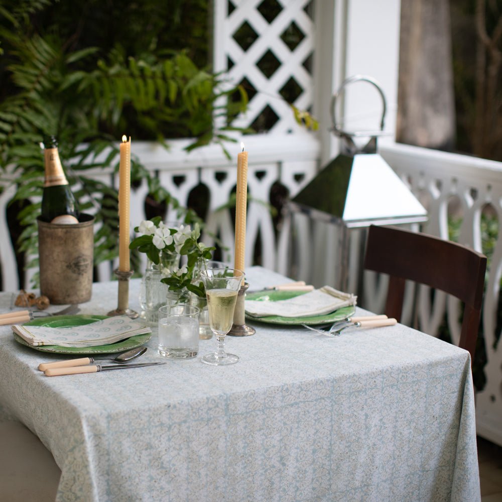 India Hicks Home Seashell Seafoam Tablecloth – Pomegranate