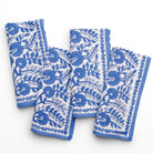 Blue & white floral hand block printed cotton napkins