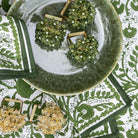 Green Floral Beaded Napkin Rings