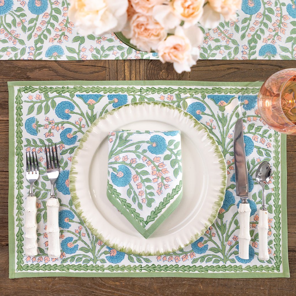 Cactus Flower Meadow & Blue Placemat | Set of 4 - Pomegranate