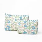Cactus Flower Meadow & Blue Large Cosmetic Bag - Pomegranate