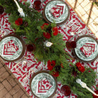Decorative Christmas table setting with red and green theme