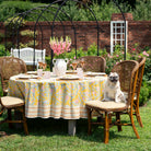 Climbing Dahlia Sunshine Yellow Floral Hand Block Printed Tablecloth