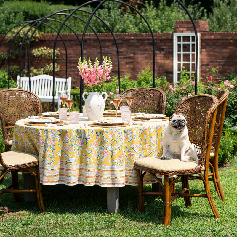 Climbing Dahlia Sunshine Yellow Tablecloth — 55x55