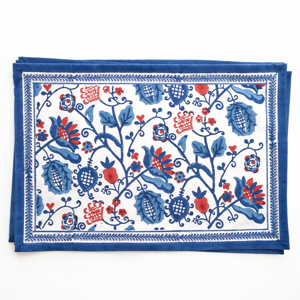 Con Con Red & Blue Placemat Set of 4 - Pomegranate