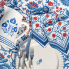 Stephanie Red & Blue Napkin | Set of 4 - Pomegranate