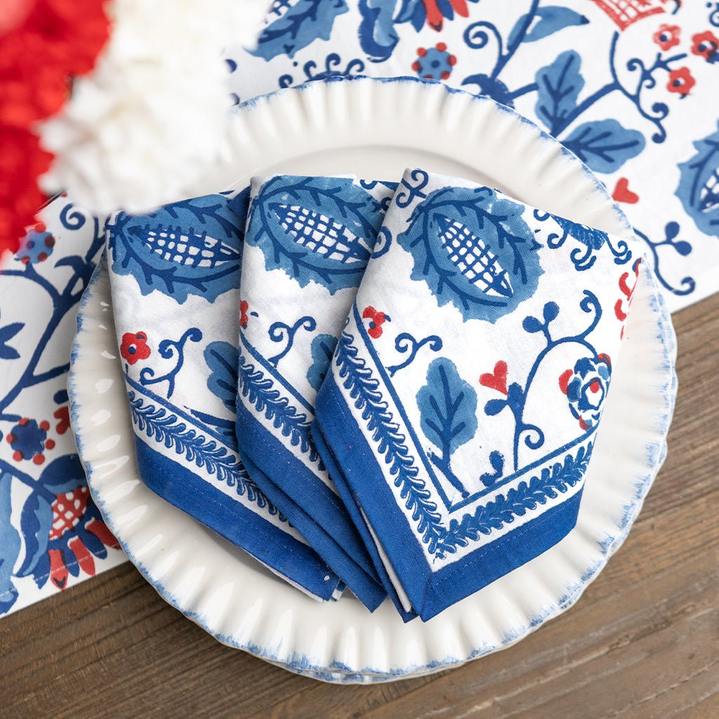 Con Con Red & Blue Napkins | Set of 4 - Pomegranate