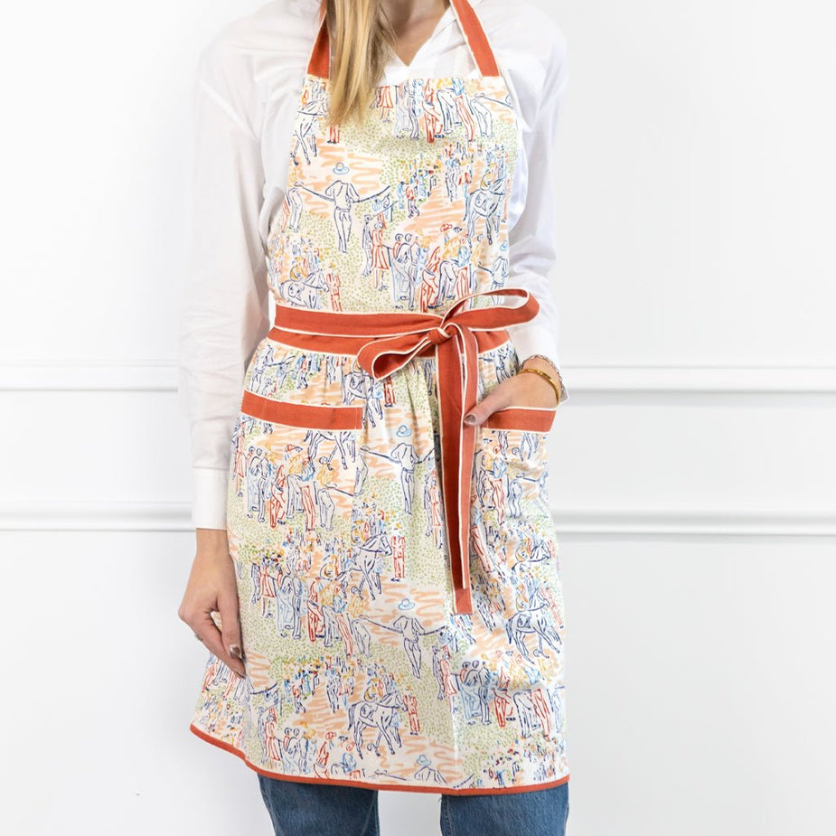 Day at the Races Hand Block Printed Apron | Pomegranate