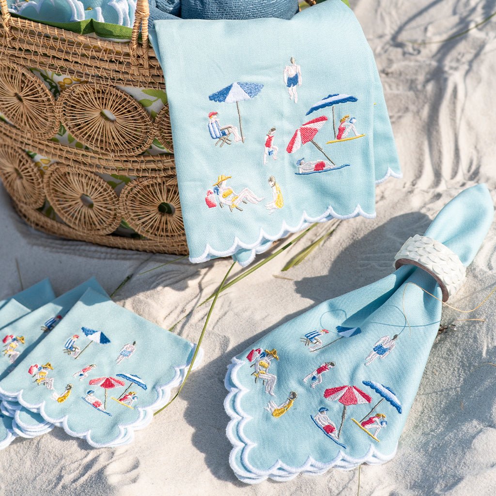 Day at the Beach Cocktail Napkin | Set of 4 - Pomegranate