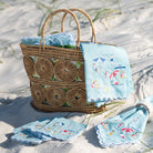 Day at the Beach Tea Towels - Pomegranate