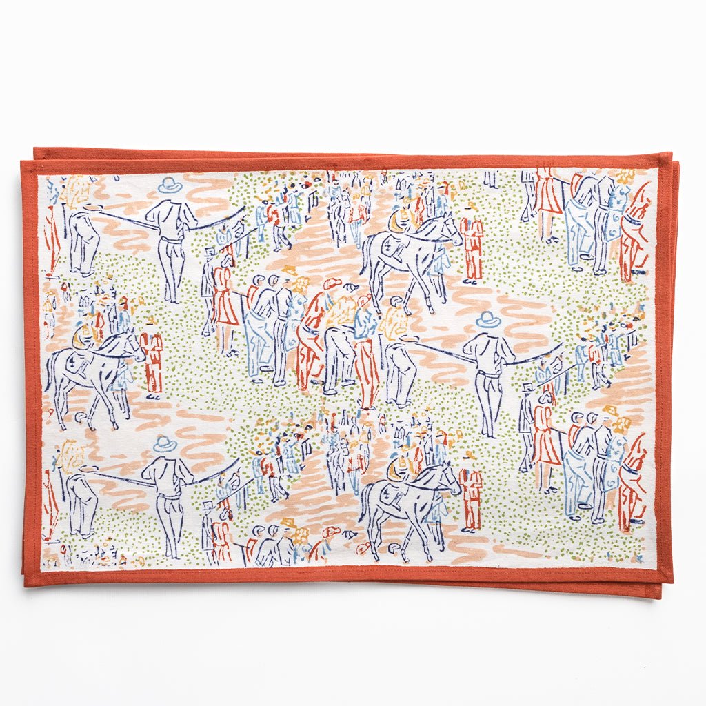 Day at the Races Placemat | Set of 4 - Pomegranate