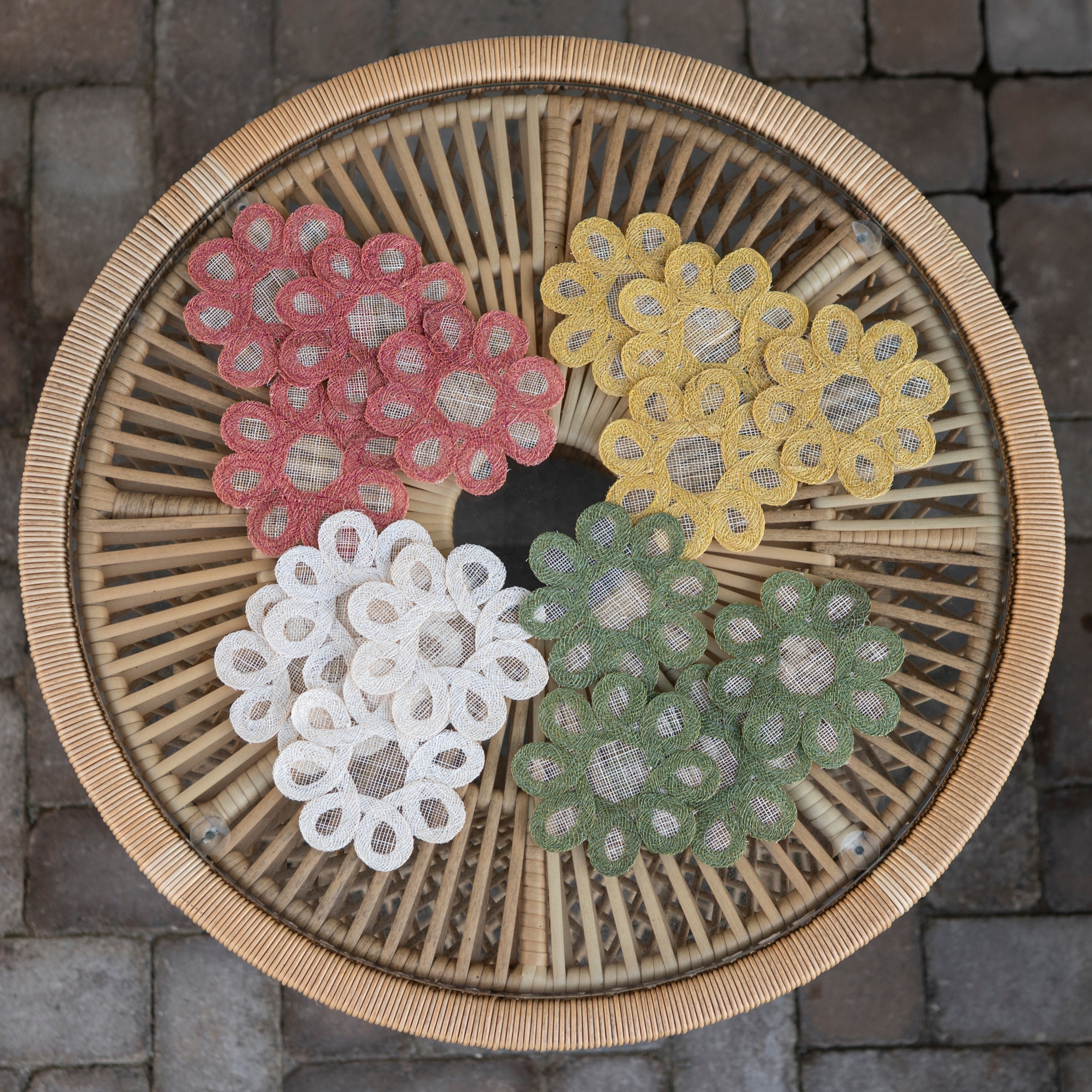 コータ Terracotta Woven Doodles Coaster | Set of 4 – Pomegranate