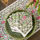 Dove & Cypress Pink and Green Napkins on green plate