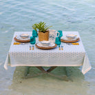 Elise Aqua Tablecloth - Pomegranate
