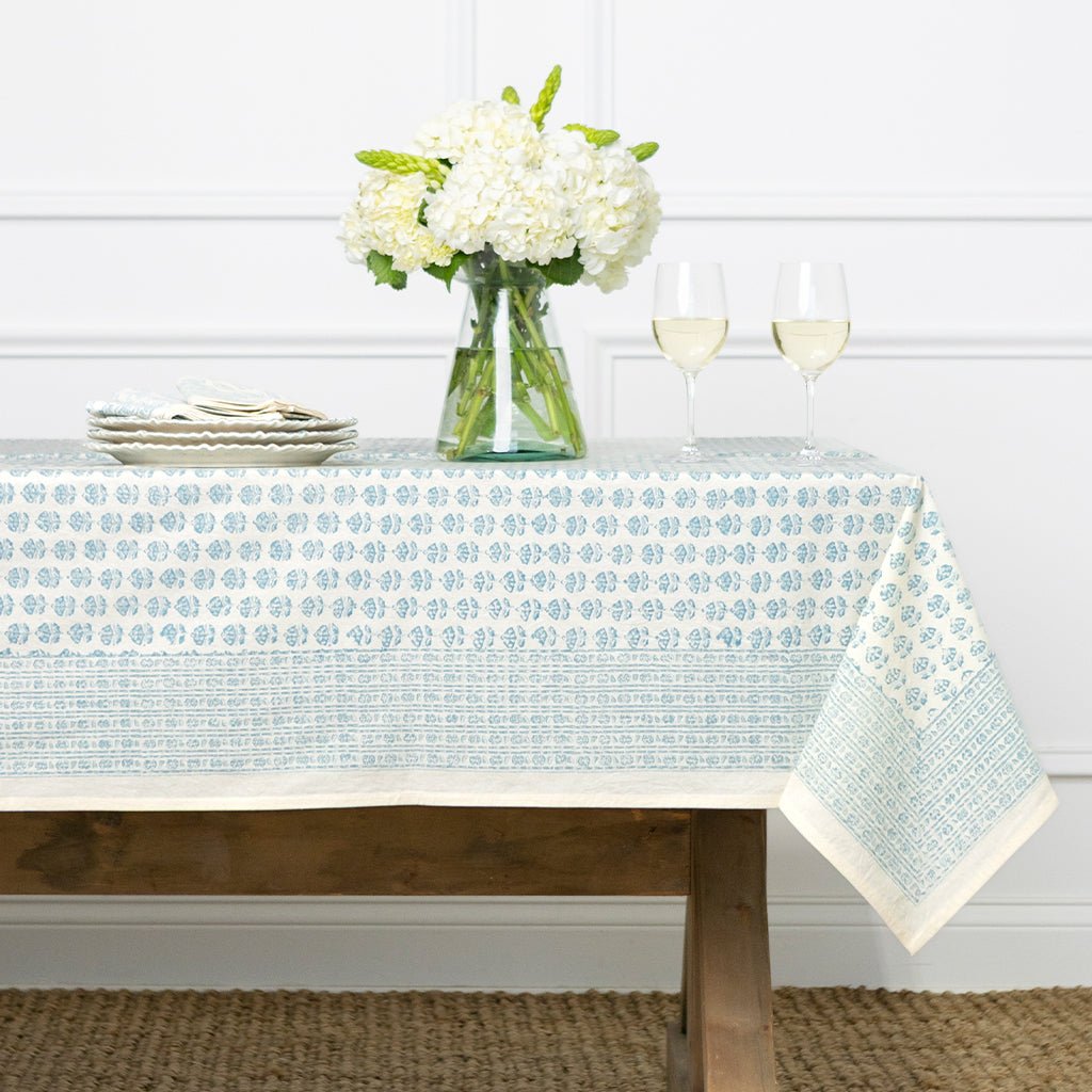 Elise Aqua Tablecloth - Pomegranate