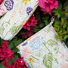 Festive Garden Colorful Hand Block Printed Floral Oven Mitt & Pot Holder Set