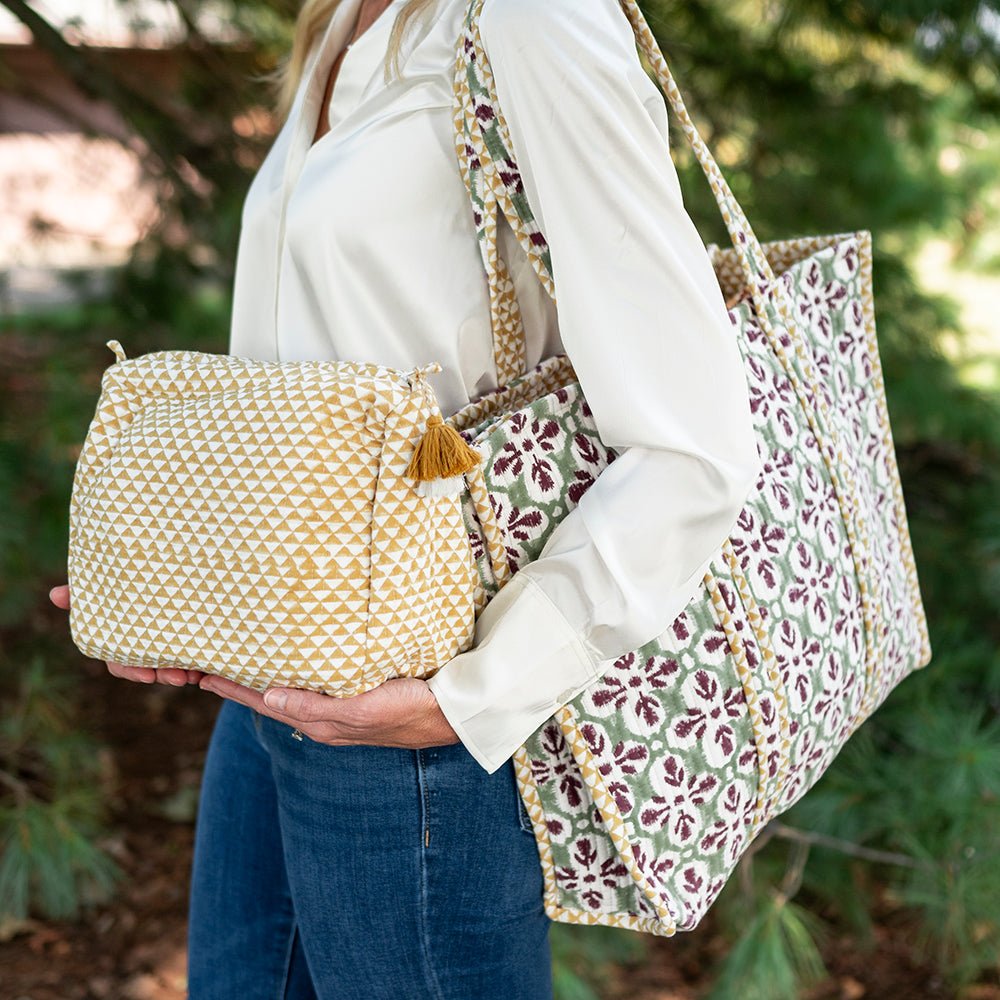 Fleur de Lis Antique Jade Tote Bag Pomegranate Inc