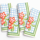Floral Gingham Napkin | Set of 4 - Pomegranate
