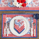 Floral & Berries Red, White & Blue Placemat | Set of 4 - Pomegranate