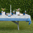 Floral & Berries Blue & White Tablecloth - Pomegranate