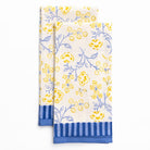 Floral & Berries Blue & Yellow Tea Towels - Pomegranate