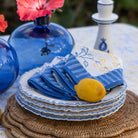 Floral & Berries Blue & Yellow Napkin | Set of 4 - Pomegranate