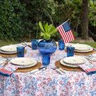 Floral & Berries Red, White & Blue Tablecloth - Pomegranate
