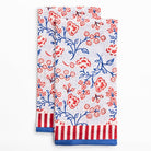 Floral & Berries Red, White & Blue Tea Towels - Pomegranate