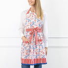 Floral & Berries Red, White & Blue Apron - Pomegranate