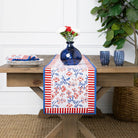 Floral & Berries Red, White & Blue Table Runner - Pomegranate