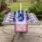 Floral & Berries Red, White & Blue Table Runner - Pomegranate