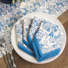 Hand block printed blue & white floral napkins